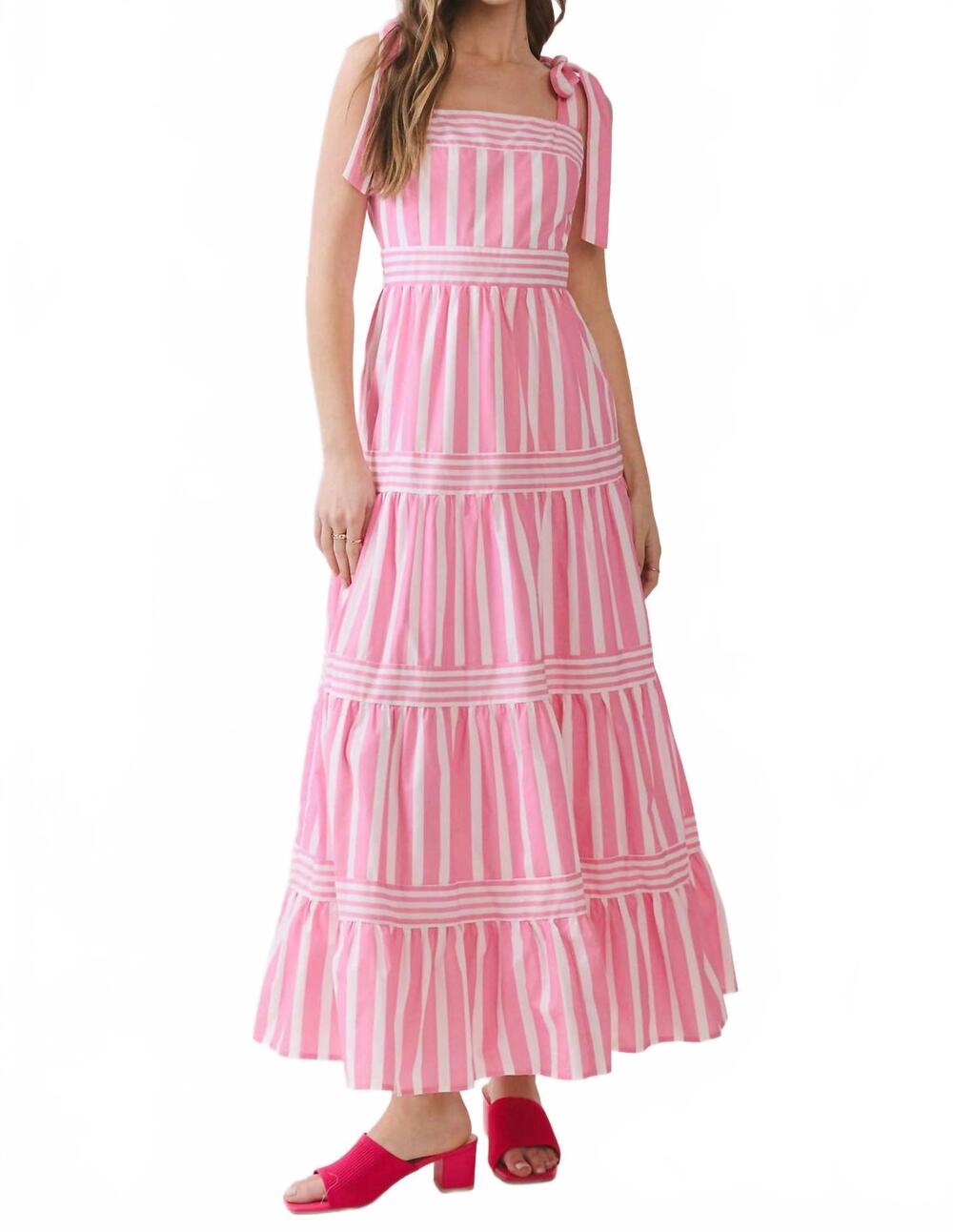 NEW TCEC candy stripe maxi dress in pink
